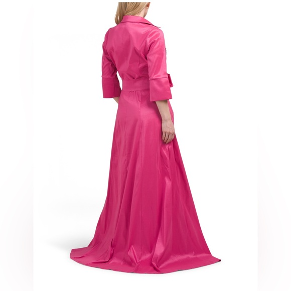 RENE RUIZ Collection Three-Quarter Sleeve Taffeta Shirt Gown With Beaded Detail - Picture 2 of 4